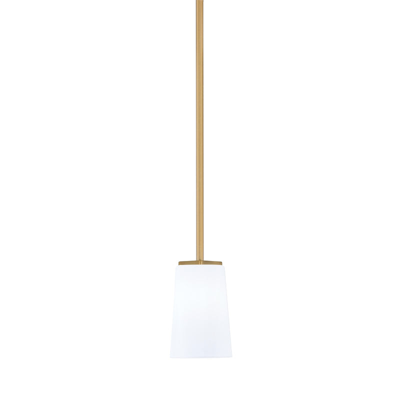 Toltec Franklin 4.5in 1-Light Mini Pendant | New Age Brass and White Opal Glass | Kitchen Island & Breakfast Bar | 4.5 x 7 in | Model 1201-NAB-261