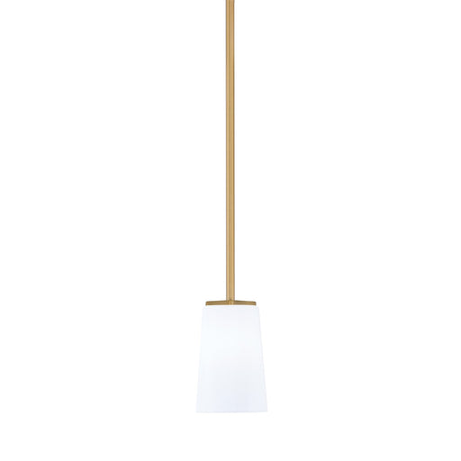 Toltec Franklin 4.5in 1-Light Mini Pendant | New Age Brass and White Opal Glass | Kitchen Island & Breakfast Bar | 4.5 x 7 in | Model 1201-NAB-261