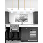 Toltec Franklin 4.5in 1-Light Mini Pendant | New Age Brass and White Opal Glass | Kitchen Island & Breakfast Bar | 4.5 x 7 in | Model 1201-NAB-261