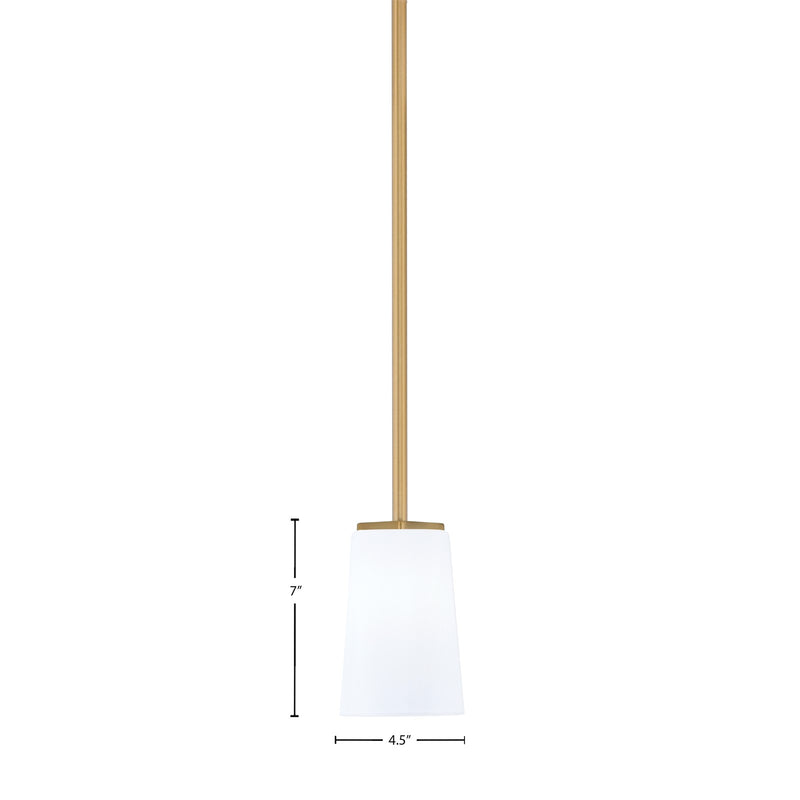 Toltec Franklin 4.5in 1-Light Mini Pendant | New Age Brass and White Opal Glass | Kitchen Island & Breakfast Bar | 4.5 x 7 in | Model 1201-NAB-261