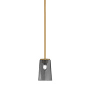 Toltec Franklin 4.5in 1-Light Mini Pendant | New Age Brass and Smoke Bubble Glass | Kitchen Island & Breakfast Bar | 4.5 x 7 in | Model 1201-NAB-262