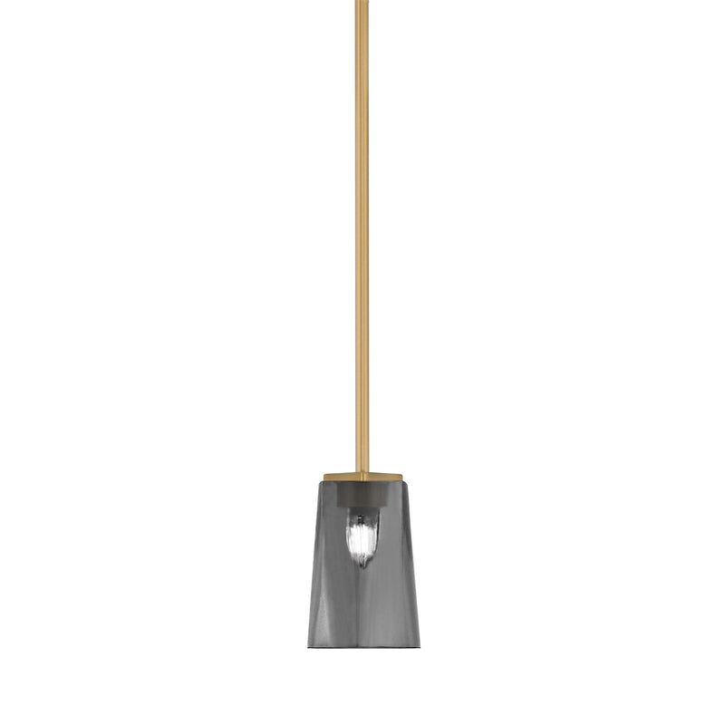 Toltec Franklin 4.5in 1-Light Mini Pendant | New Age Brass and Smoke Bubble Glass | Kitchen Island & Breakfast Bar | 4.5 x 7 in | Model 1201-NAB-262