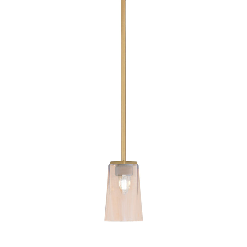 Toltec Franklin 4.5in 1-Light Mini Pendant | New Age Brass and Amber Gradient Glass | Kitchen Island & Breakfast Bar | 4.5 x 7 in | Model 1201-NAB-263