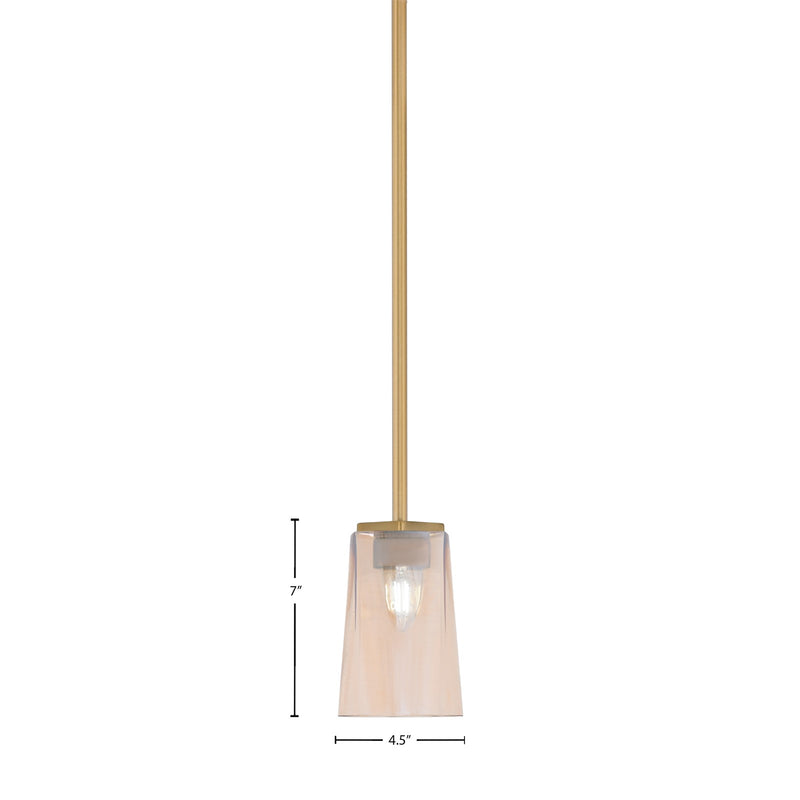 Toltec Franklin 4.5in 1-Light Mini Pendant | New Age Brass and Amber Gradient Glass | Kitchen Island & Breakfast Bar | 4.5 x 7 in | Model 1201-NAB-263