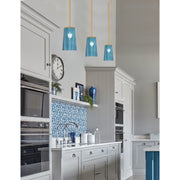 Toltec Franklin 4.5in 1-Light Mini Pendant | New Age Brass and Blue Gradient Glass | Kitchen Island & Breakfast Bar | 4.5 x 7 in | Model 1201-NAB-265