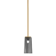 Toltec Franklin 5in 1-Light Mini Pendant | New Age Brass and Smoke Bubble Glass | Kitchen Island & Dining Room | 5 x 10 in | Model 1201-NAB-292