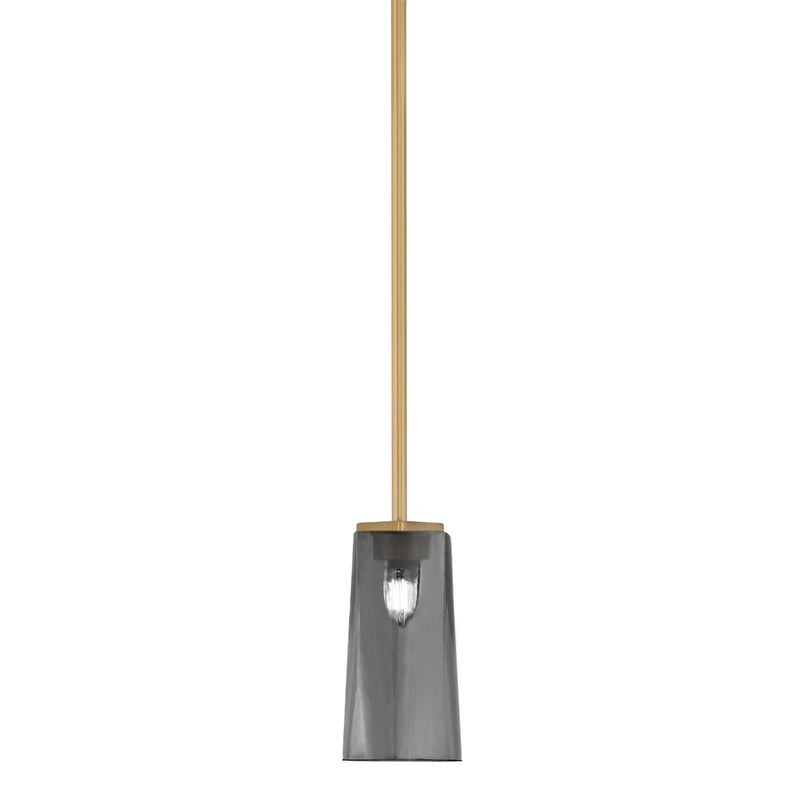 Toltec Franklin 5in 1-Light Mini Pendant | New Age Brass and Smoke Bubble Glass | Kitchen Island & Dining Room | 5 x 10 in | Model 1201-NAB-292