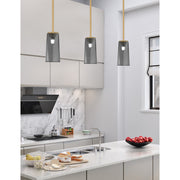 Toltec Franklin 5in 1-Light Mini Pendant | New Age Brass and Smoke Bubble Glass | Kitchen Island & Dining Room | 5 x 10 in | Model 1201-NAB-292