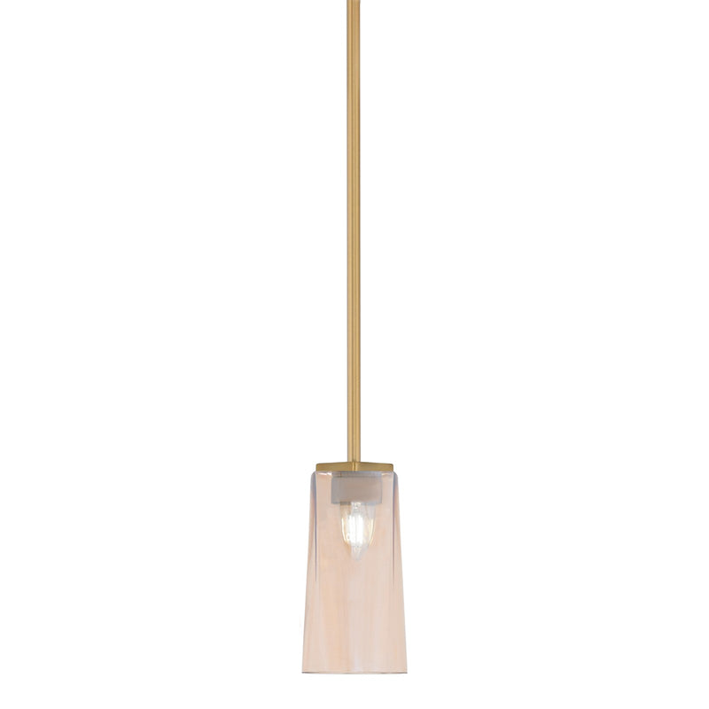 Toltec Franklin 5in 1-Light Mini Pendant | New Age Brass and Amber Gradient Glass | Kitchen Island & Dining Room | 5 x 10 in | Model 1201-NAB-293