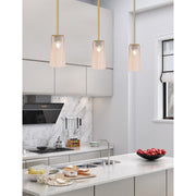 Toltec Franklin 5in 1-Light Mini Pendant | New Age Brass and Amber Gradient Glass | Kitchen Island & Dining Room | 5 x 10 in | Model 1201-NAB-293