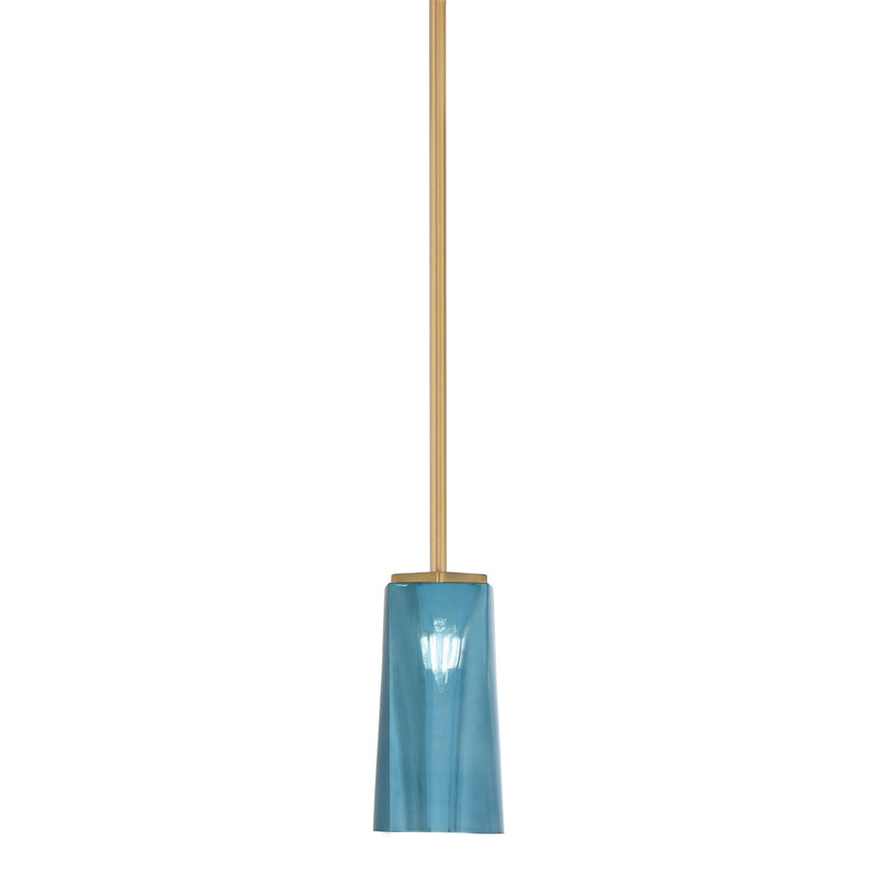 Toltec Franklin 5in 1-Light Mini Pendant | New Age Brass and Blue Gradient Glass | Kitchen Island & Dining Room | 5 x 10 in | Model 1201-NAB-295