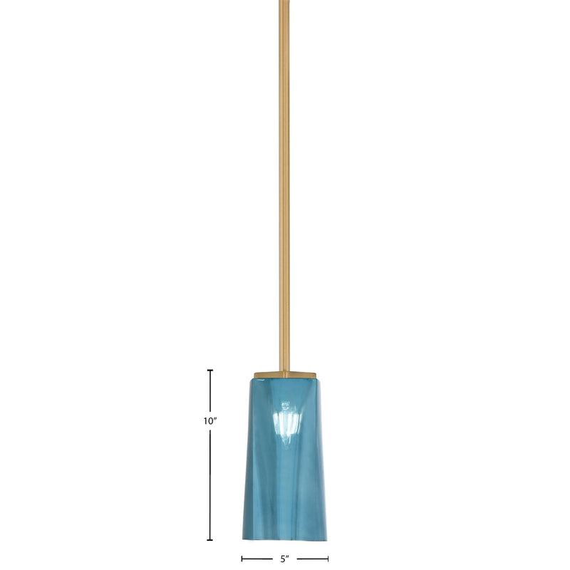 Toltec Franklin 5in 1-Light Mini Pendant | New Age Brass and Blue Gradient Glass | Kitchen Island & Dining Room | 5 x 10 in | Model 1201-NAB-295