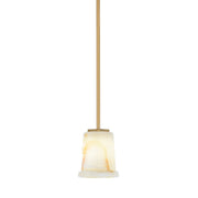 Toltec Franklin 6in 1-Light Mini Pendant | Transitional New Age Brass and Natural Stone | Kitchen Island & Dining Room | Model 1201-NAB-4128