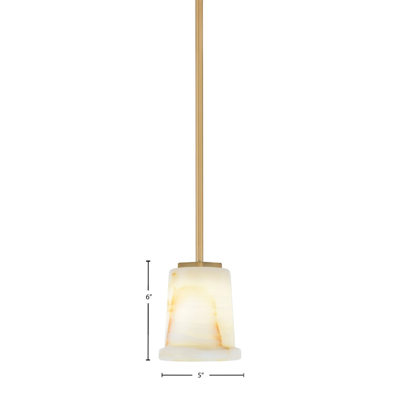 Toltec Franklin 6in 1-Light Mini Pendant | Transitional New Age Brass and Natural Stone | Kitchen Island & Dining Room | Model 1201-NAB-4128