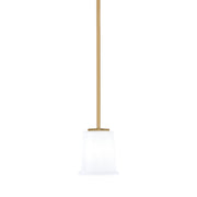 Toltec Franklin 6in 1-Light Mini Pendant | Transitional New Age Brass and White Opal Glass | Kitchen Island & Dining Room | Model 1201-NAB-5031