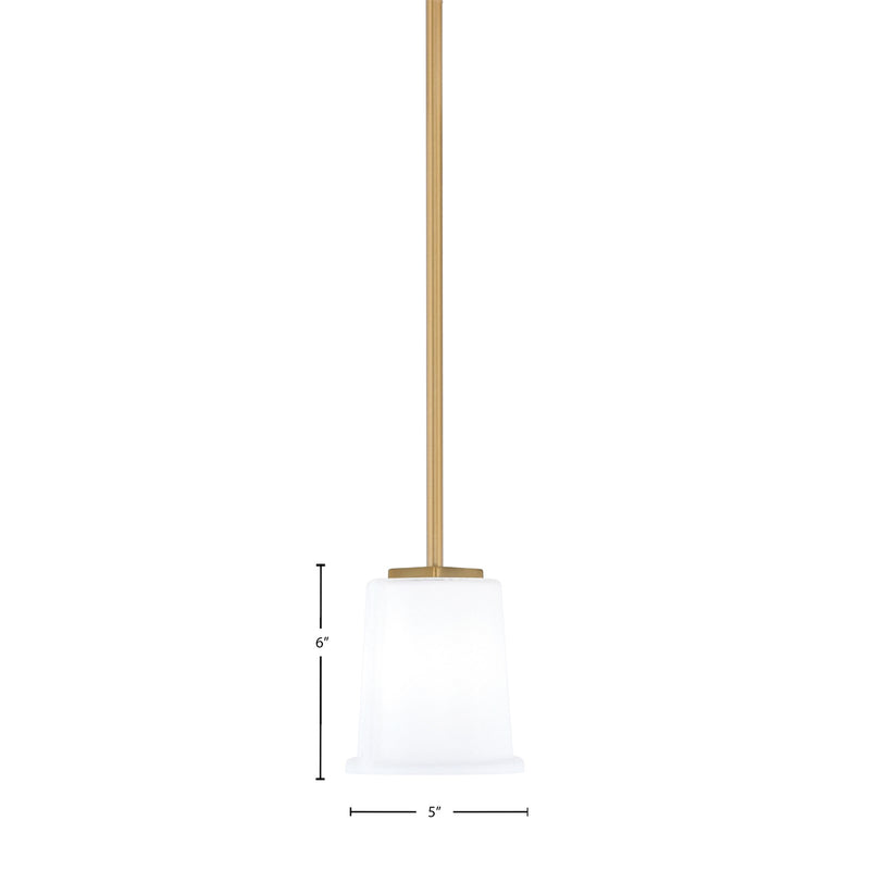 Toltec Franklin 6in 1-Light Mini Pendant | Transitional New Age Brass and White Opal Glass | Kitchen Island & Dining Room | Model 1201-NAB-5031