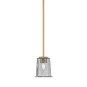 Toltec Franklin 6in 1-Light Mini Pendant | Transitional New Age Brass and Smoke Bubble Glass | Kitchen Island & Dining Room | Model 1201-NAB-5032