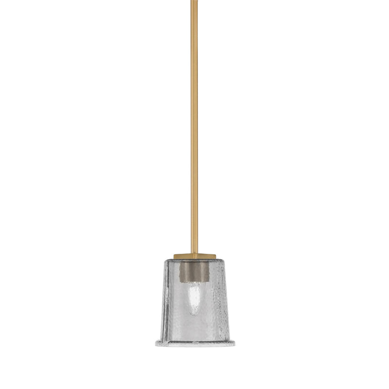 Toltec Franklin 6in 1-Light Mini Pendant | Transitional New Age Brass and Smoke Bubble Glass | Kitchen Island & Dining Room | Model 1201-NAB-5032