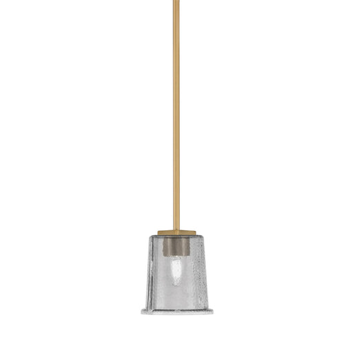 Toltec Franklin 6in 1-Light Mini Pendant | Transitional New Age Brass and Smoke Bubble Glass | Kitchen Island & Dining Room | Model 1201-NAB-5032