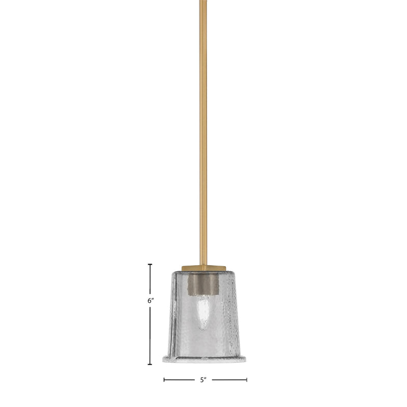 Toltec Franklin 6in 1-Light Mini Pendant | Transitional New Age Brass and Smoke Bubble Glass | Kitchen Island & Dining Room | Model 1201-NAB-5032