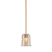 Toltec Franklin 6in 1-Light Mini Pendant | Transitional New Age Brass and Amber Bubble Glass | Kitchen Island & Dining Room | Model 1201-NAB-5033