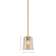 Toltec Franklin 6in 1-Light Mini Pendant | Transitional New Age Brass and Amber Bubble Glass | Kitchen Island & Dining Room | Model 1201-NAB-5033