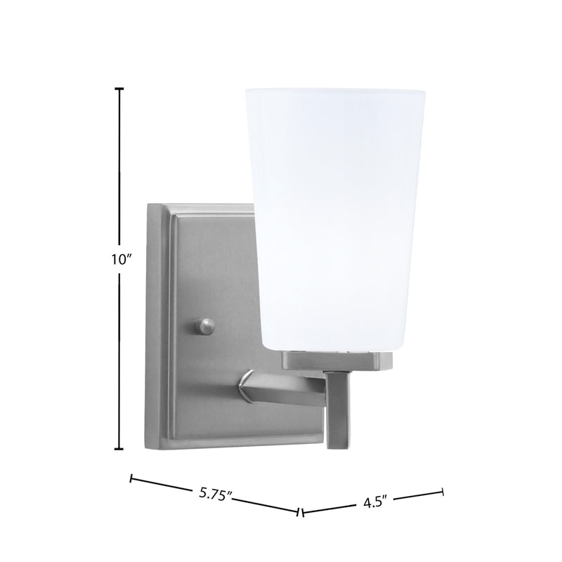 Toltec Franklin 1-Light Wall Sconce | Graphite and White Opal Glass | Bedroom & Hallway Accent Light | 4.5 x 5.75 x 10 in | Model 1211-GP-261