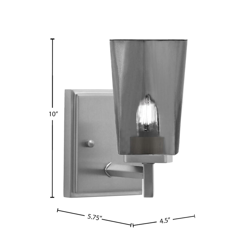 Toltec Franklin 10in 1-Light Wall Sconce | Modern Graphite and Smoke Bubble Glass | Bathroom & Hallway Accent Light | Model 1211-GP-262