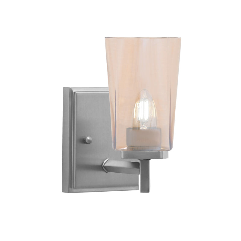 Toltec Franklin 10in 1-Light Wall Sconce | Modern Graphite and Amber Gradient Glass | Bathroom & Hallway Accent Light | Model 1211-GP-263