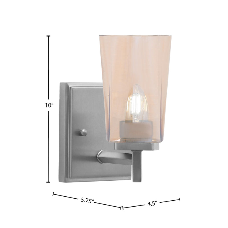 Toltec Franklin 10in 1-Light Wall Sconce | Modern Graphite and Amber Gradient Glass | Bathroom & Hallway Accent Light | Model 1211-GP-263