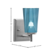 Toltec Franklin 10in 1-Light Wall Sconce | Modern Graphite and Blue Gradient Glass | Bathroom & Hallway Accent Light | Model 1211-GP-265