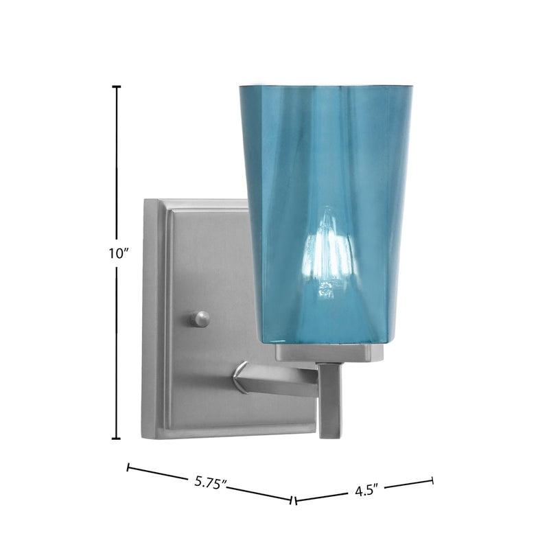 Toltec Franklin 10in 1-Light Wall Sconce | Modern Graphite and Blue Gradient Glass | Bathroom & Hallway Accent Light | Model 1211-GP-265