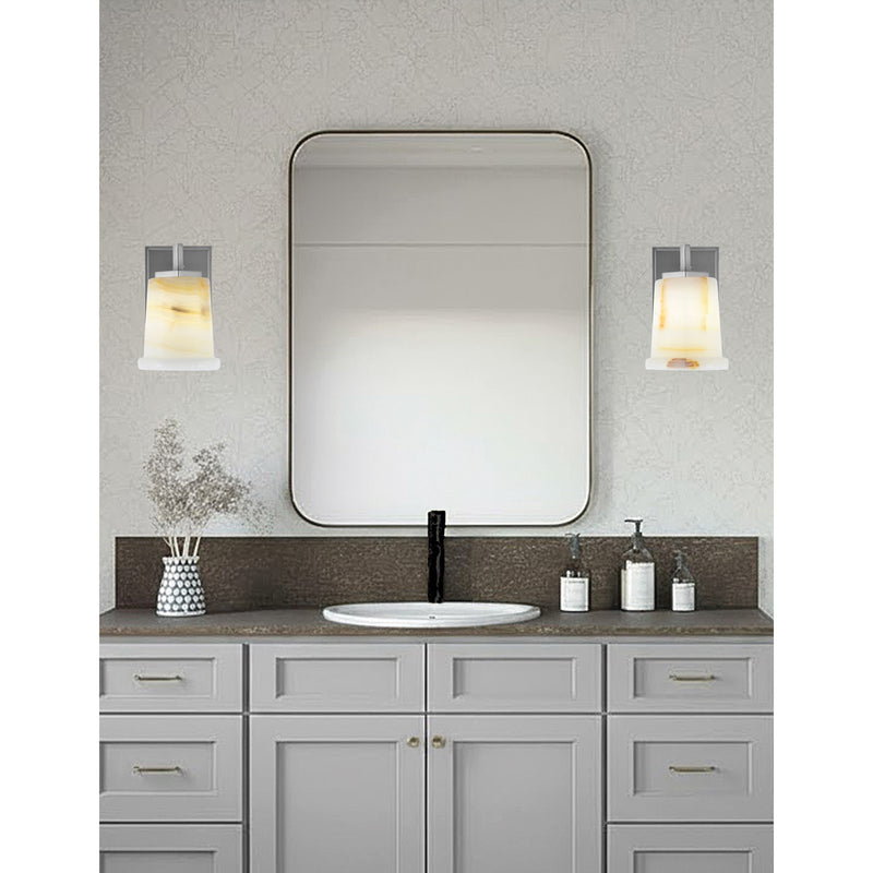 Toltec Franklin 9in 1-Light Wall Sconce | Modern Graphite and Natural Stone Shade | Bedroom & Hallway Accent Light | Model 1211-GP-4128