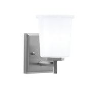 Toltec Franklin 9in 1-Light Wall Sconce | Modern Graphite and White Opal Glass | Bathroom & Hallway Accent Light | 4.5 x 6 x 9 in | Model 1211-GP-5031