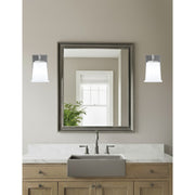 Toltec Franklin 9in 1-Light Wall Sconce | Modern Graphite and White Opal Glass | Bathroom & Hallway Accent Light | 4.5 x 6 x 9 in | Model 1211-GP-5031