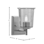 Toltec Franklin 9in 1-Light Wall Sconce | Modern Graphite and Smoke Bubble Glass | Bedroom & Hallway Accent Light | Model 1211-GP-5032