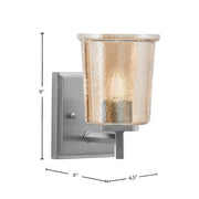 Toltec Franklin 9in 1-Light Wall Sconce | Modern Graphite and Amber Bubble Glass | Bedroom & Hallway Accent Light | Model 1211-GP-5033