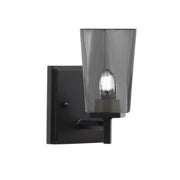 Toltec Franklin 10in 1-Light Wall Sconce | Modern Matte Black and Smoke Bubble Glass | Bathroom & Hallway Accent Light | Model 1211-MB-262