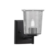 Toltec Franklin 9in 1-Light Wall Sconce | Modern Matte Black and Smoke Bubble Glass | Bathroom & Hallway Accent Light | Model 1211-MB-5032