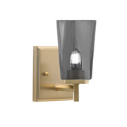 Toltec Franklin 1-Light Wall Sconce | New Age Brass and Smoke Bubble Glass | Bathroom & Hallway Accent Light | 4.5 x 5.75 x 10 in | Model 1211-NAB-262
