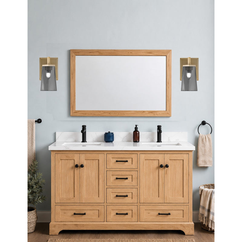 Toltec Franklin 1-Light Wall Sconce | New Age Brass and Smoke Bubble Glass | Bathroom & Hallway Accent Light | 4.5 x 5.75 x 10 in | Model 1211-NAB-262