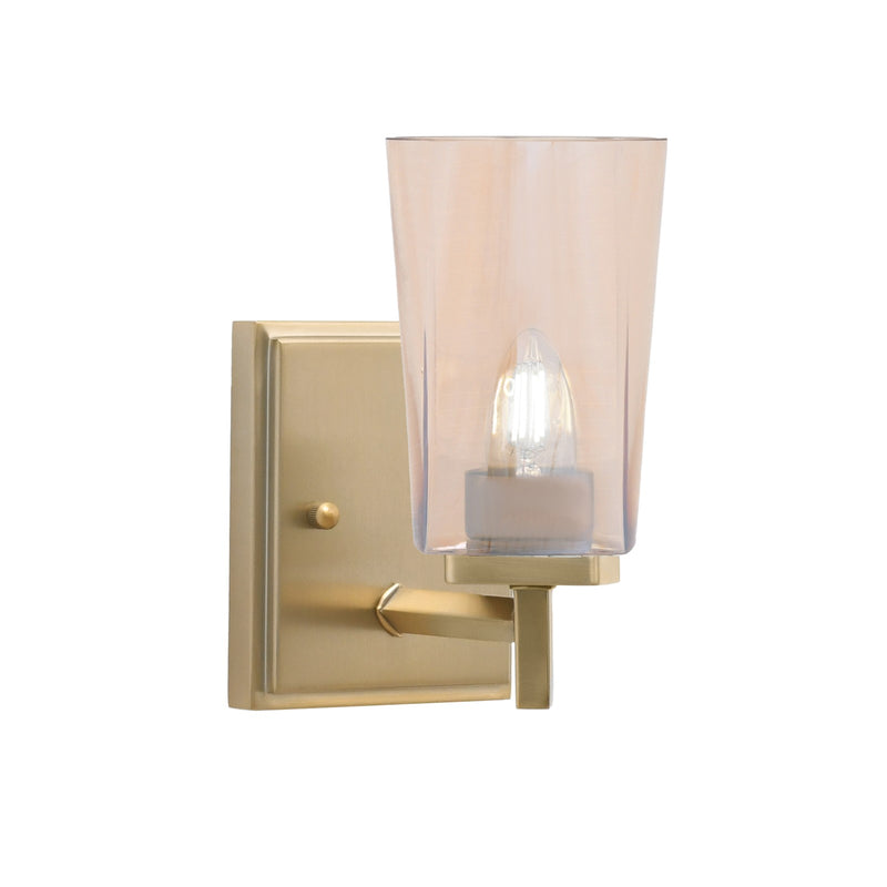 Toltec Franklin 1-Light Wall Sconce | New Age Brass and Amber Gradient Glass | Bathroom & Hallway Accent Light | Model 1211-NAB-263