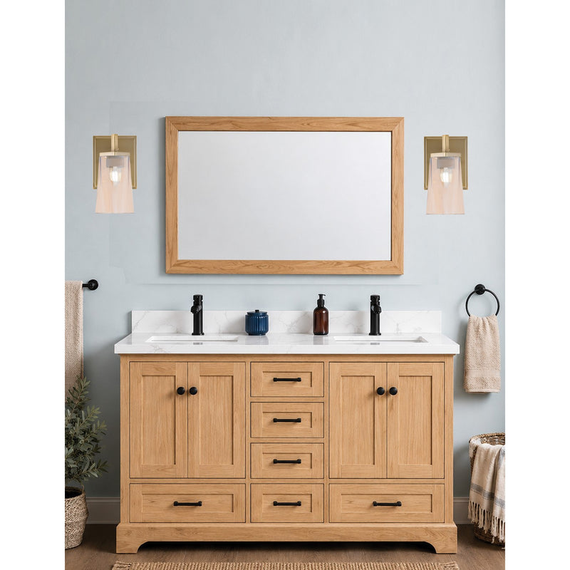 Toltec Franklin 1-Light Wall Sconce | New Age Brass and Amber Gradient Glass | Bathroom & Hallway Accent Light | Model 1211-NAB-263
