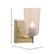 Toltec Franklin 1-Light Wall Sconce | New Age Brass and Amber Gradient Glass | Bathroom & Hallway Accent Light | Model 1211-NAB-263