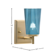 Toltec Franklin 1-Light Wall Sconce | New Age Brass and Blue Gradient Glass | Bathroom & Hallway Accent Light | Model 1211-NAB-265