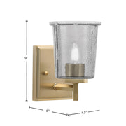 Toltec Franklin 9in 1-Light Wall Sconce | New Age Brass and Smoke Bubble Glass | Bathroom & Hallway | 4.5 x 6 x 9 in | Model 1211-NAB-5032