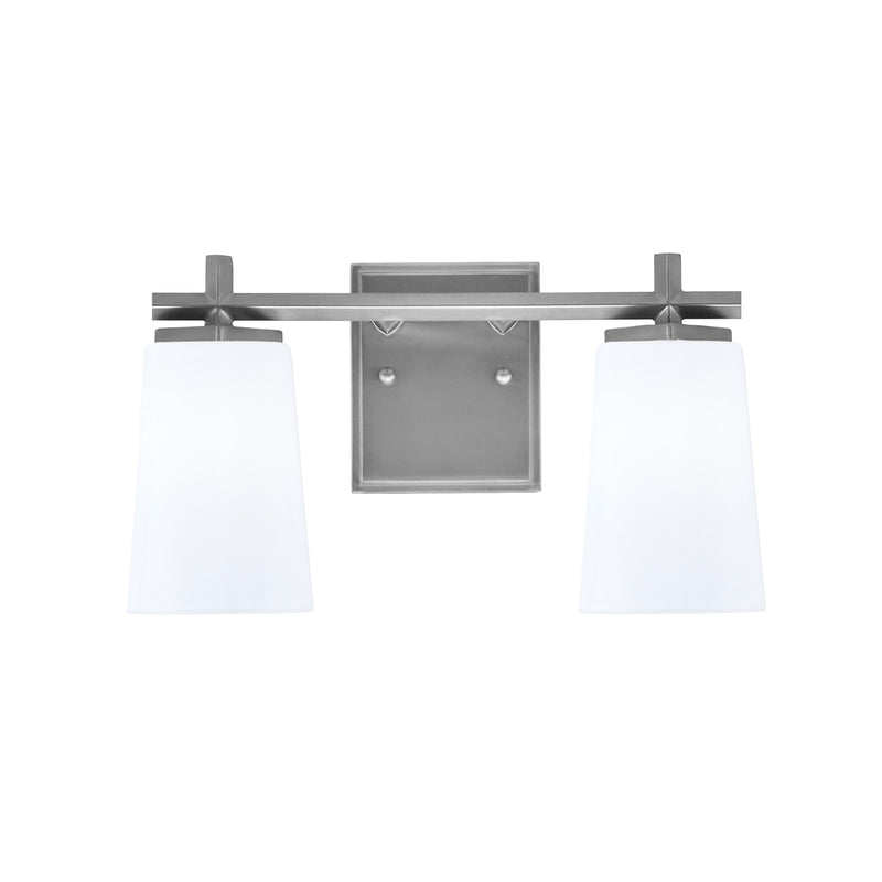 Toltec Franklin 2-Light Bath Bar | Graphite and White Opal Glass | Bathroom Vanity Light | 6.25 x 8.75 in | Model 1212-GP-261