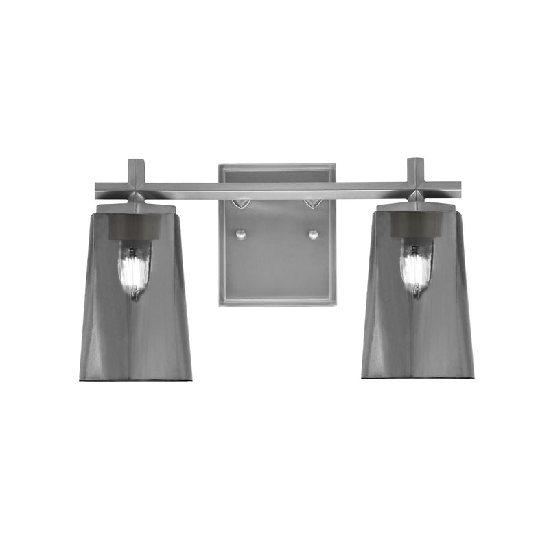 Toltec Franklin 2-Light Bath Bar | Graphite and Smoke Bubble Glass | Bathroom Vanity Light | 6.25 x 8.75 in | Model 1212-GP-262