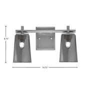 Toltec Franklin 2-Light Bath Bar | Graphite and Smoke Bubble Glass | Bathroom Vanity Light | 6.25 x 8.75 in | Model 1212-GP-262
