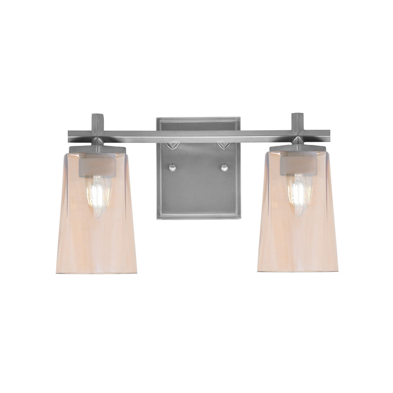 Toltec Franklin 2-Light Bath Bar | Graphite and Amber Gradient Glass | Bathroom Vanity Light | 6.25 x 8.75 in | Model 1212-GP-263